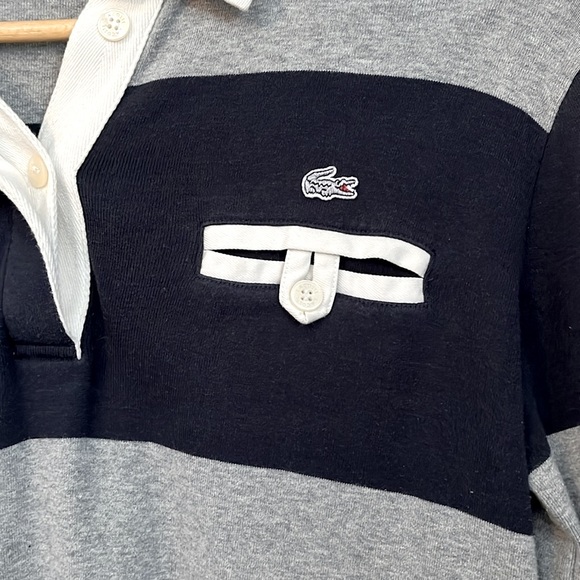 Lacoste Blue/Gray Polo Long Sleeve 40 - Picture 2 of 6